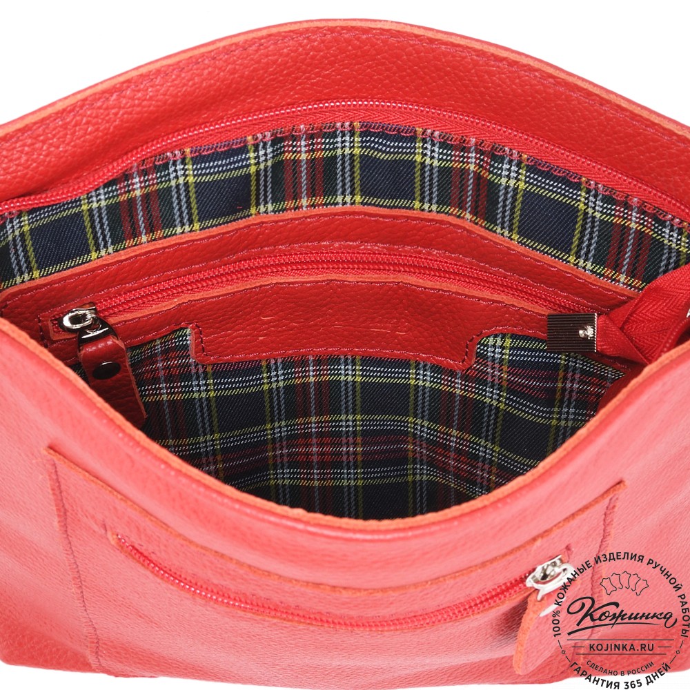  Кожаная сумка "София" (красная)